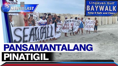 Pagpapatayo ng seawall sa Lingayen Gulf Baywalk sa Pangasinan, pansamantalang ipinatigil