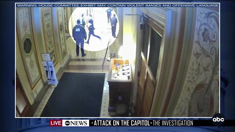 Senator Josh Hawley shown running down Capitol hallways in new January 6 Committee video