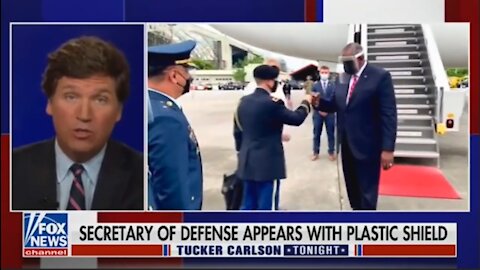 Biden calls Fox News ‘Fax News’ & Tucker hilariously mocks Defense Sec. for wearing a face shield