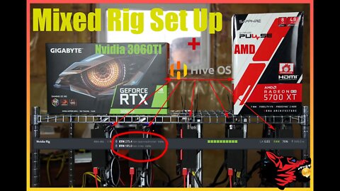 HiveOS Mixed Rig AMD and Nvidia On One Rig Running Trex and TeamRedMiner