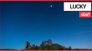 'Once in a lifetime' video captures moment a meteor explodes in the night sky above a castle