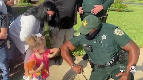 2-year-old girl reunites with Palm Beach County deputies who saved her life