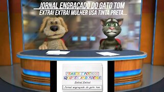 Jornal engraçado do gato tom: Mulher usa tinta preta... [Frases e Poemas]