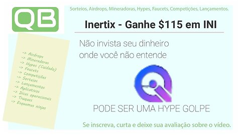 CanalQb - Hype - Inertix - Possivel SCAM - promessa de Bonus de $115 dolares