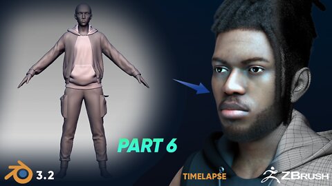 Adam | 3d realistic Character for animation | Part 6 | sculpting realistic head | ZBrush | Blender