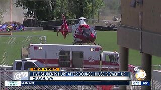 Video shows bounce house flipped by strong wind