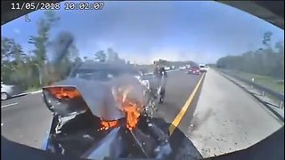 Terrifying video shows driver slam into trooper in I-75