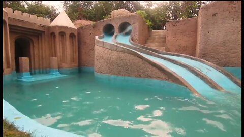 155 Days Building 1M Dollars Water Slide Park into Underground Swimming Pool House