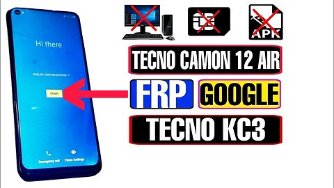 Tecno Camon 12 Air Frp Bypass l Tecno Kc3 Frp Bypass Unlock Without Pc