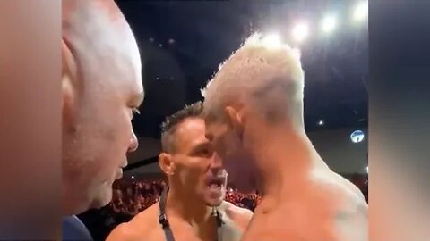 Michael Chandler and Charles Oliveira go nose to nose at face off