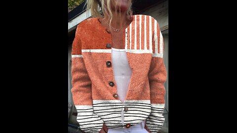 Women’s Striped Long Sleeve Comfy Casual Buttoned Cardigan 🌈✨