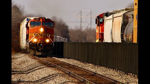 Train Meet at Elk River Minnesota - BNSF Staples Sub