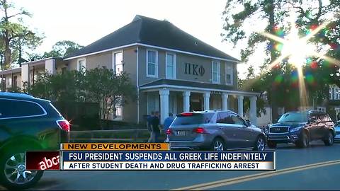 FSU fraternities, sororities suspended after pledge is found dead following party