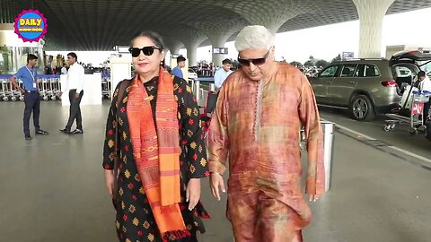 Javed Akhtar & Shabana Azmi Snapped At Airport Flying From Mumbai