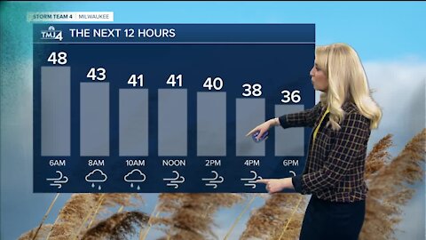 Rain showers turn to snow as cold fronts moves in Sunday