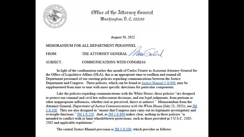 Garland "Reminds" DOJ Employees About Policies On Speaking To Congress Amid Whistelblower Uptick