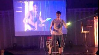 Man plays Tetris theme on a laser harp!