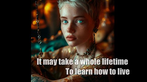 It may take an entire lifetime to learn how to live.