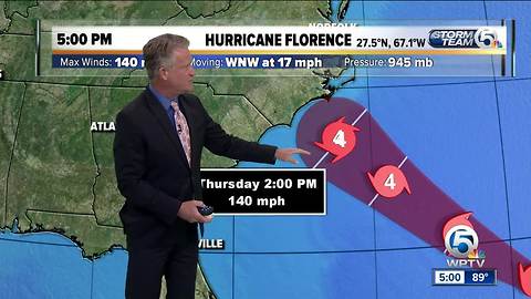 5 p.m. Tuesday update on Hurricane Florence