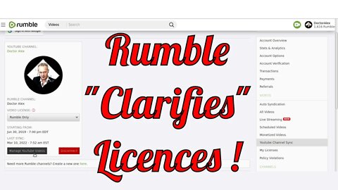 Rumble "Clarifies" Licences!