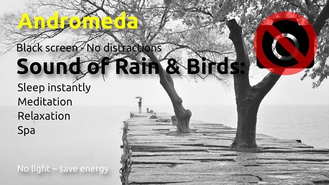 Andromeda - Sounds of rain, birds and thunder ~ With black screen for no distractions 🖤 ⬛️ 🔊