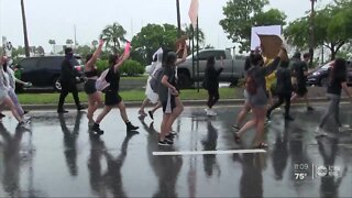 Protesters march peacefully in Sarasota