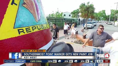 Key West marker restored after Hurricane Irma