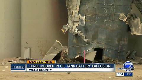 3 injured in oil tank battery fire east of Briggsdale in Weld County