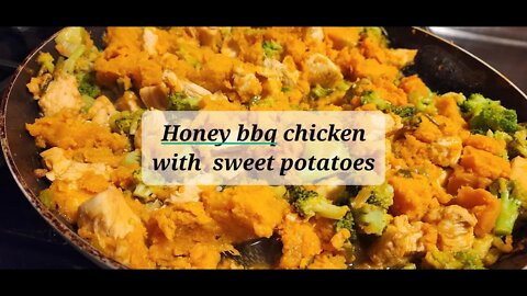 Honey BBQ chicken with sweet potatoes #bbqchicken