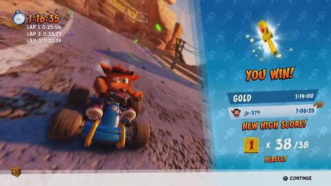 Crash™ Team Racing Nitro-Fueled (PS4) - Adventure Mode (Easy) - Relic Race - Dingo Canyon