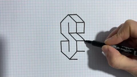 Drawing 3D S Letter Step by Step Tutorial