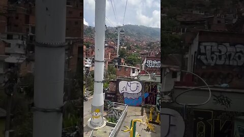 Medellín Colombia on the way to Parque Arvi - one train and two cable cars