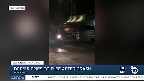 Driver tries to run away after crash