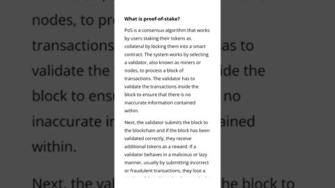 What is a Proof-of-Stake? #cryptomash #cryptomashnews #cryptonews #AnsirAli #viralvideo2022