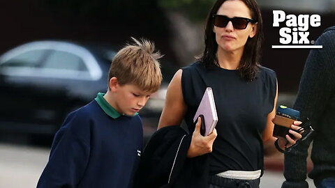 Jennifer Garner's son, Samuel, 11, is almost as tall as mom during morning outing