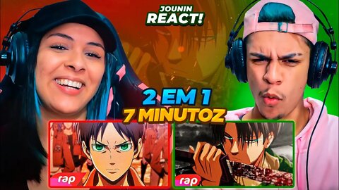 2 EM 1 | Rap do Eren e Rap do Levi - 7 minutoz | [React Rap Nerd] 🔥