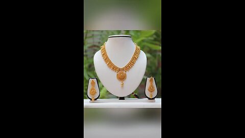 gold necklace design set#