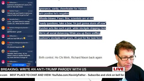 Come write an Anti-Trump Parody with me at noon PT, 3pm ET. "He Didn't Stop the Virus".