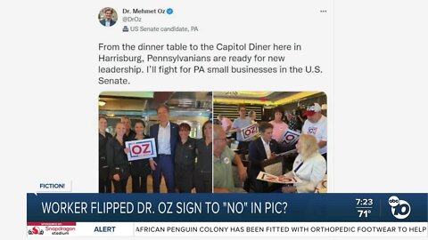 Fact or Fiction: Worker flipped Dr. Oz sign to 'no' in photo?