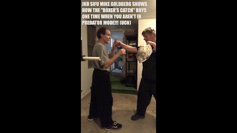 JKD SIFU MIKE GOLDBERG DEMOS BOXER'S CATCH FOLLOWED UP WITH AN EYE ATTACK