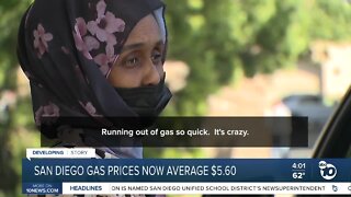 San Diego gas prices now average $5.60