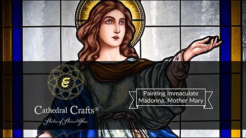 Stained Glass Painting Immaculate Madonna, Holy Mother Mary