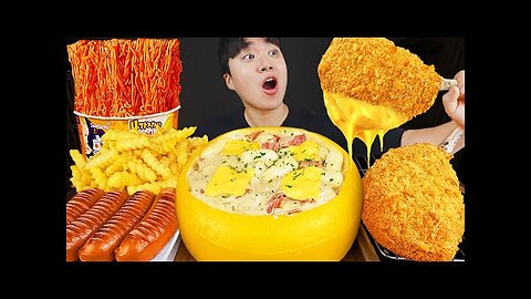 ASMR MUKBANG | RICE CAKE Tteokbokki, Fire Noodles, sausage recipe ! eating