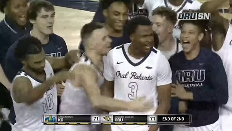 Oral Roberts hits game winning half court buzzer beater to beat UMKC