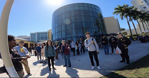 FIU: Calm Start w/ Humble Christian Students, Then A Crowd Forms, One Black Female Claims We All Sin & I Rebuke Her Harshly, Male Student Kicks My Pole, I Call Police, Crowd Grows, Then Ministering to Humble Students