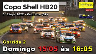 COPA SHELL HB20 | Corrida 2 | 3ª Etapa 2022 - Velocitta (SP) | Ao Vivo