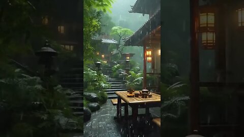 雨声冥想：宅院下雨声助眠冥想，快速入眠，深度睡眠，实现身心放松与焕然一新#BGM#shorts #rainsounds #shortsvideo #sleepmusic #sleep #rain