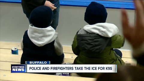 Buffalo police and fire battle it out on the ice for K9 officers