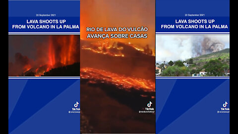 Lava erupts from a volcano on La Palma island in the Spanish Canary Islands - news only