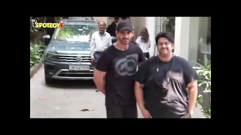 John Abraham & Milan Zaveri snapped at Sunny villa for satyameva Jayate 2 dubbing | SpotboyE